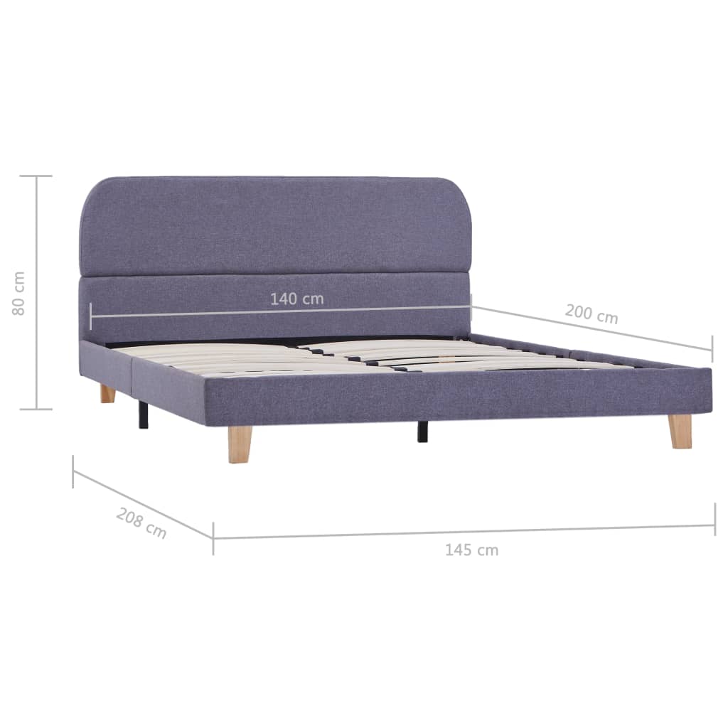 Estrutura de cama em tecido 140x200 cm cinzento-claro