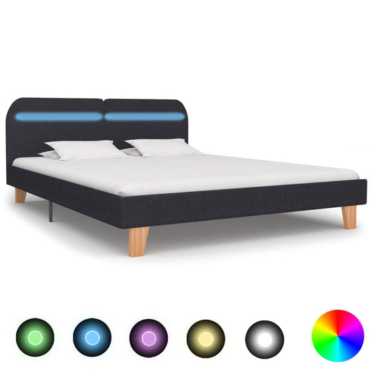 Estrutura de cama com LEDs em tecido 180x200 cm cinzento-escuro