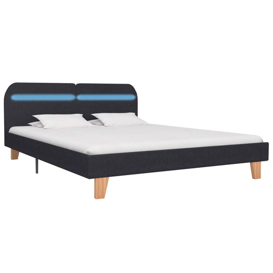 Estrutura de cama com LEDs em tecido 180x200 cm cinzento-escuro