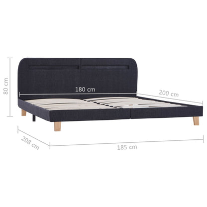 Estrutura de cama com LEDs em tecido 180x200 cm cinzento-escuro