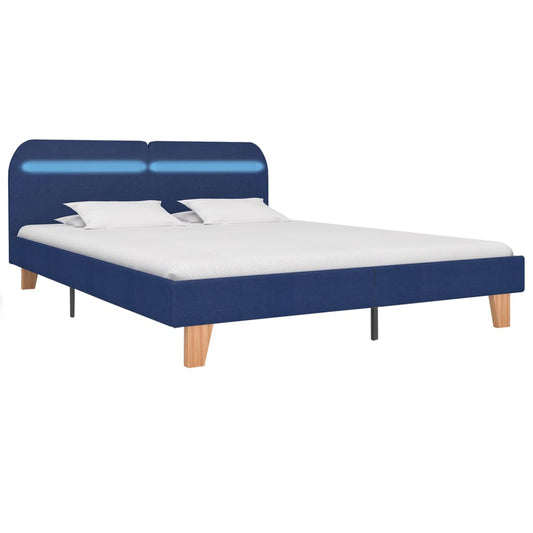 Estrutura de cama com LED em tecido 160x200 cm azul