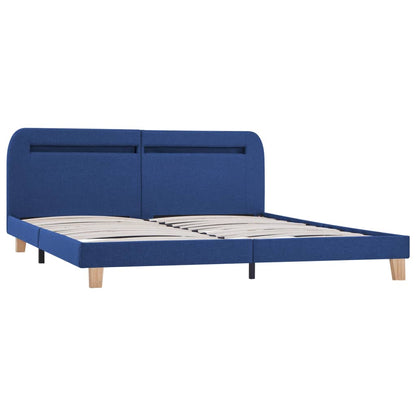 Estrutura de cama com LED em tecido 160x200 cm azul