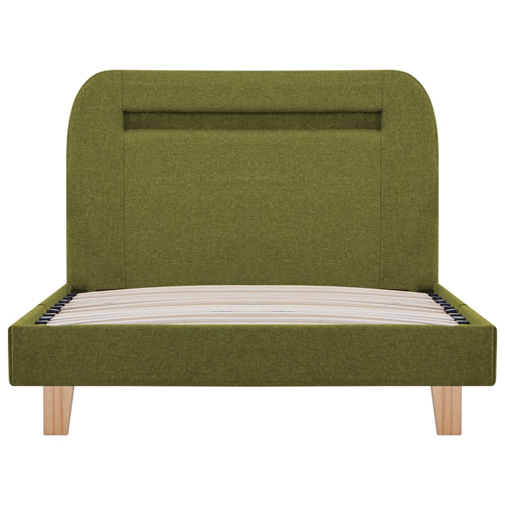 Estrutura de cama com LED em tecido 90x200 cm verde