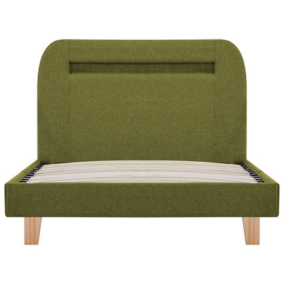 Estrutura de cama com LED em tecido 90x200 cm verde