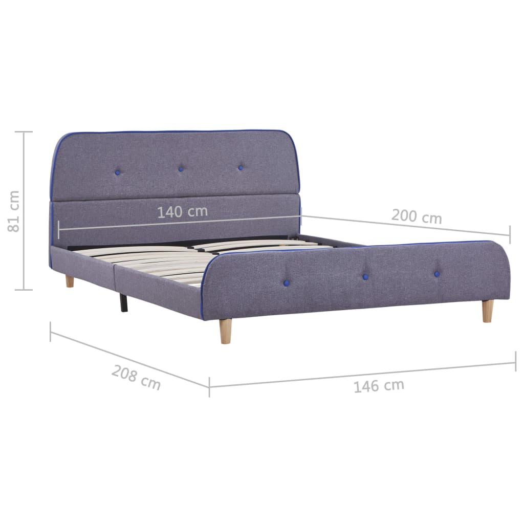 Estrutura de cama 140x200 cm tecido cinzento-claro