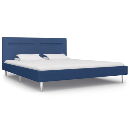 Estrutura de cama com LED 180x200 cm tecido azul