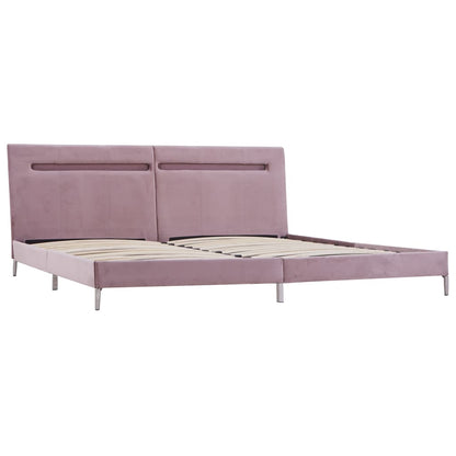 Estrutura de cama com LED 180x200 cm tecido cor-de-rosa