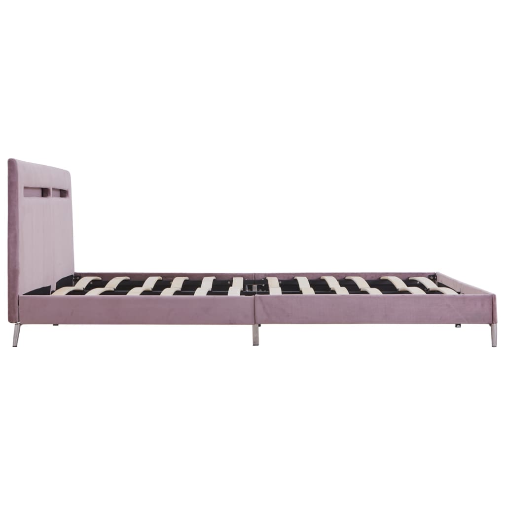 Estrutura de cama com LED 180x200 cm tecido cor-de-rosa