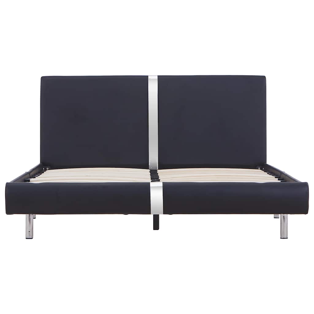 Estrutura de cama sem colchão 135x190 cm couro artificial preto