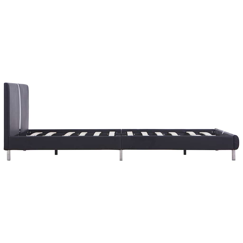 Estrutura de cama sem colchão 135x190 cm couro artificial preto