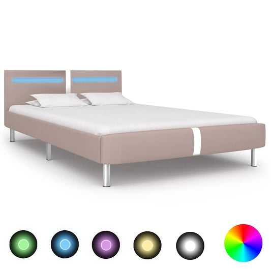 Estrutura de cama com LED sem colchão 135x190 cm cappuccino
