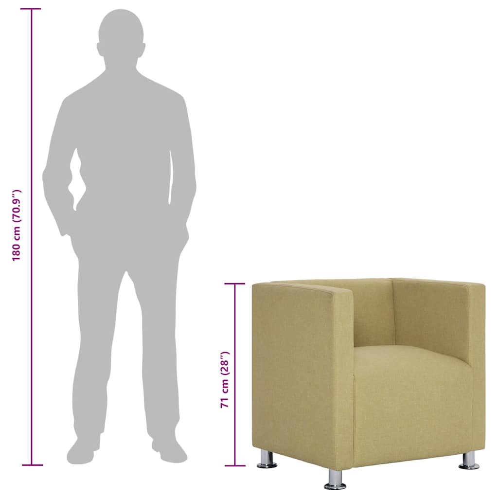 Poltrona em forma de cubo tecido verde