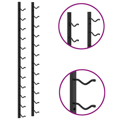 Garrafeiras de parede para 12 garrafas 2 pcs ferro preto