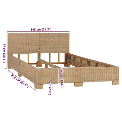 Estrutura de cama artesanal em vime natural 140x200 cm