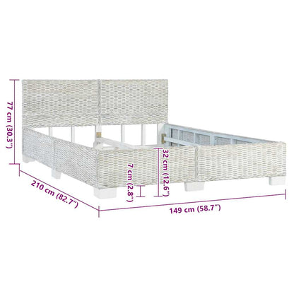 Estrutura de cama 140x200 cm vime genuíno cinzento