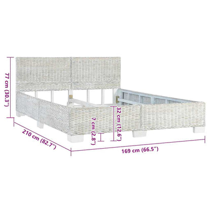 Estrutura de cama 160x200 cm vime genuíno cinzento