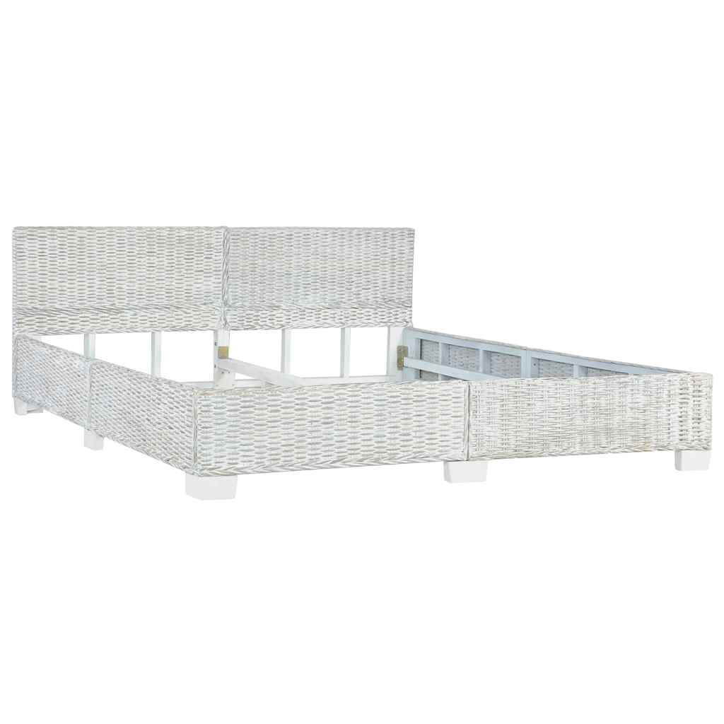 Estrutura de cama 180x200 cm vime genuíno cinzento