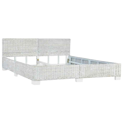 Estrutura de cama 180x200 cm vime genuíno cinzento