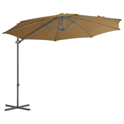 Guarda-sol de jardim com base portátil cinzento-acastanhado