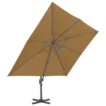 Guarda-sol de jardim com base portátil cinzento-acastanhado