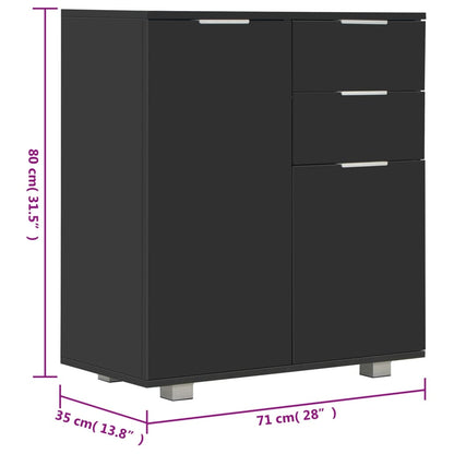 Aparador em contraplacado 71x35x80 cm preto brilhante