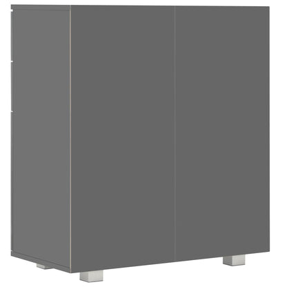 Aparador em contraplacado 71x35x80 cm cinzento brilhante