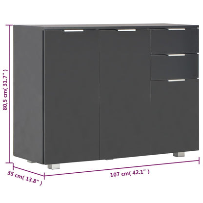Aparador 107x35x80,5 cm preto brilhante