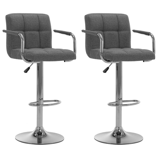Cadeiras de bar 2 pcs tecido cinzento-claro