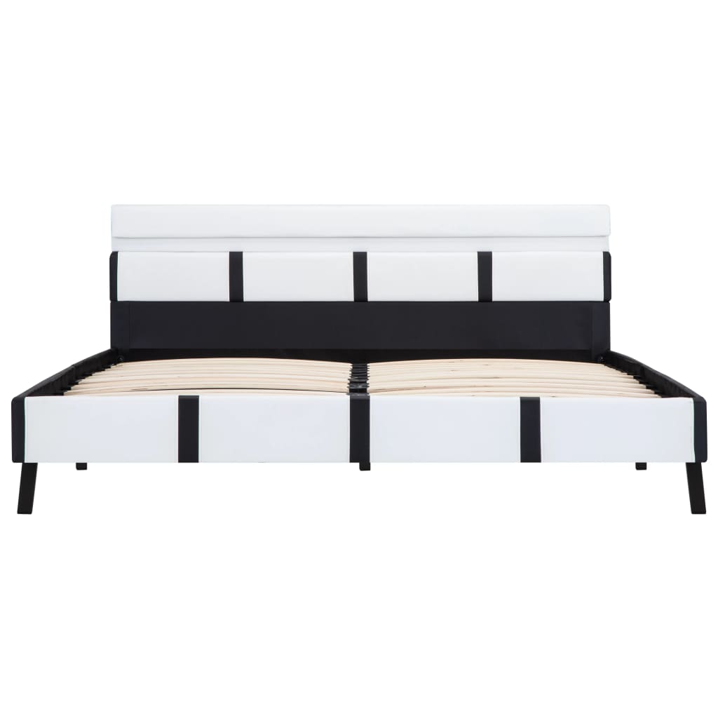 Estrutura de cama c/ LED 120x200 cm couro artificial branco