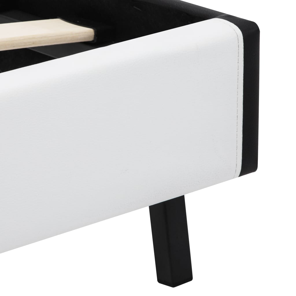 Estrutura de cama c/ LED 120x200 cm couro artificial branco