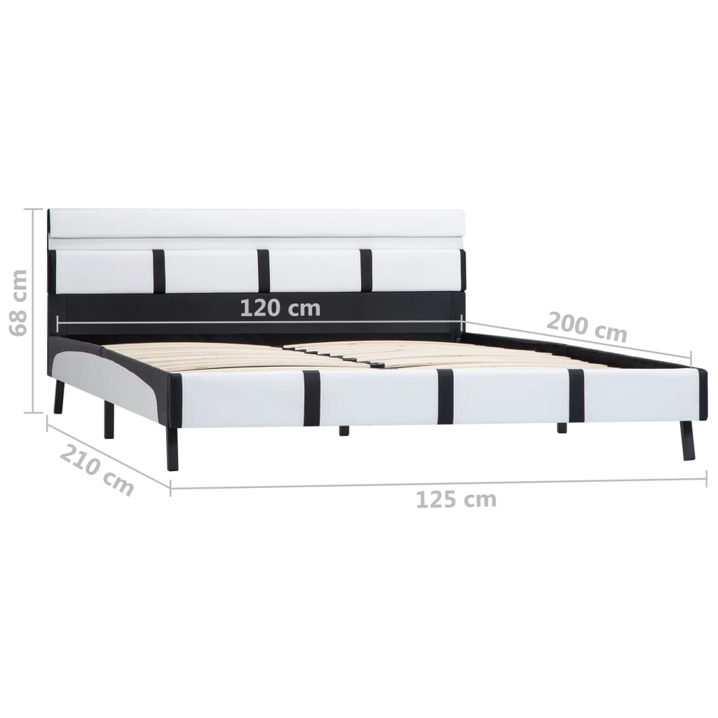 Estrutura de cama c/ LED 120x200 cm couro artificial branco