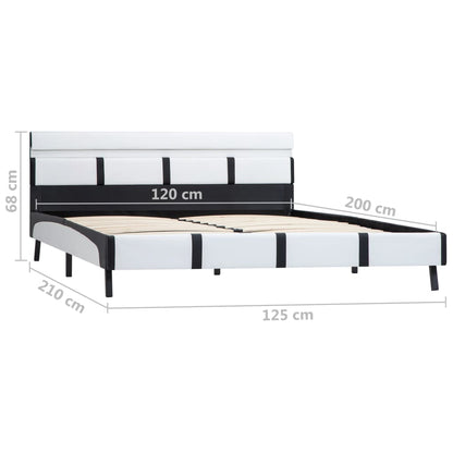 Estrutura de cama c/ LED 120x200 cm couro artificial branco