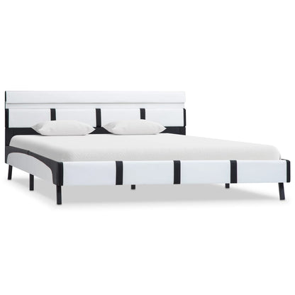 Estrutura de cama com LED 160x200 cm couro artificial branco
