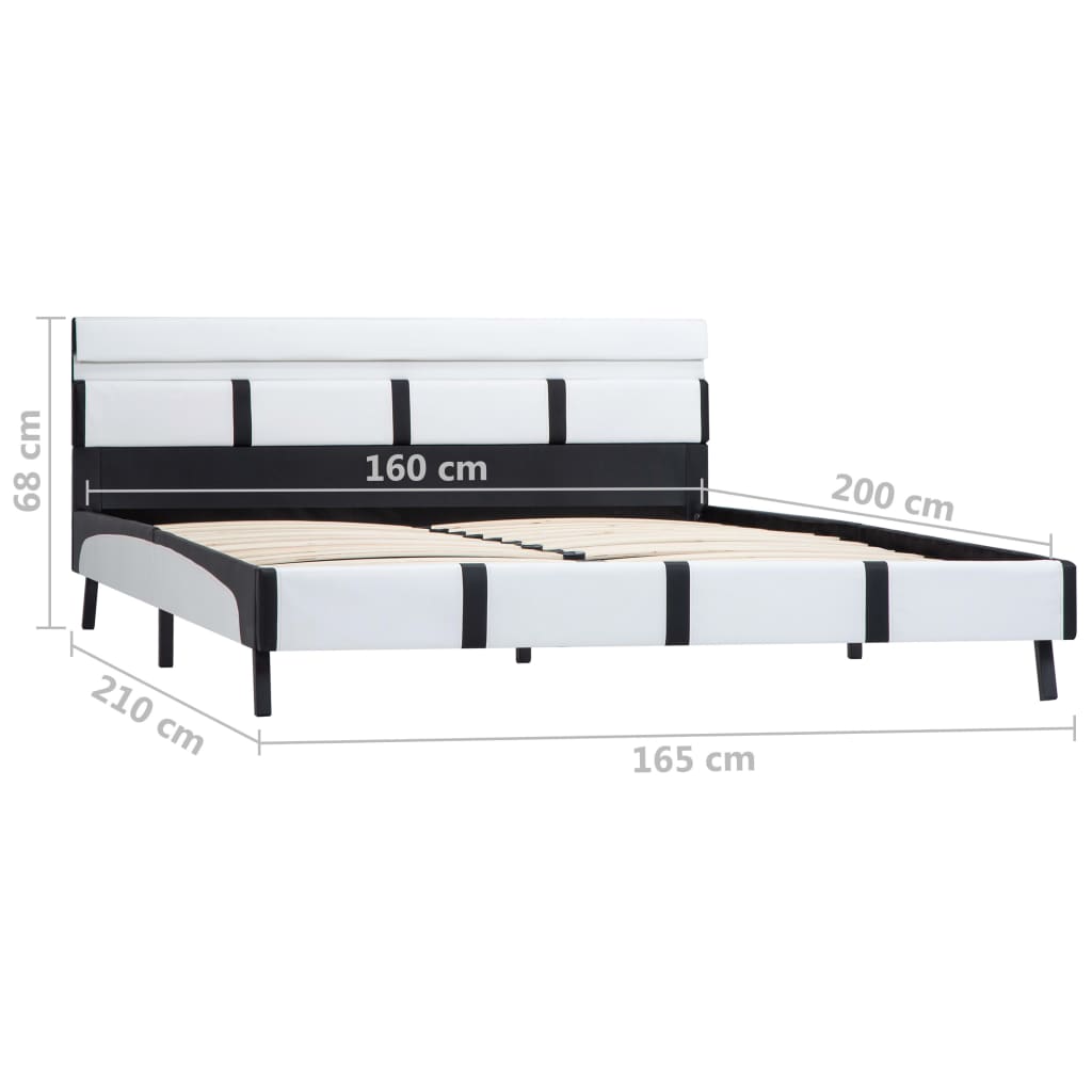 Estrutura de cama com LED 160x200 cm couro artificial branco