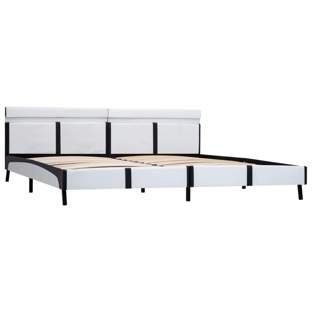 Estrutura de cama c/ LED couro artificial 180x200 cm branco