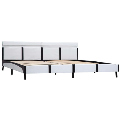 Estrutura de cama c/ LED couro artificial 180x200 cm branco