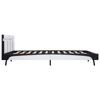 Estrutura de cama c/ LED couro artificial 180x200 cm branco