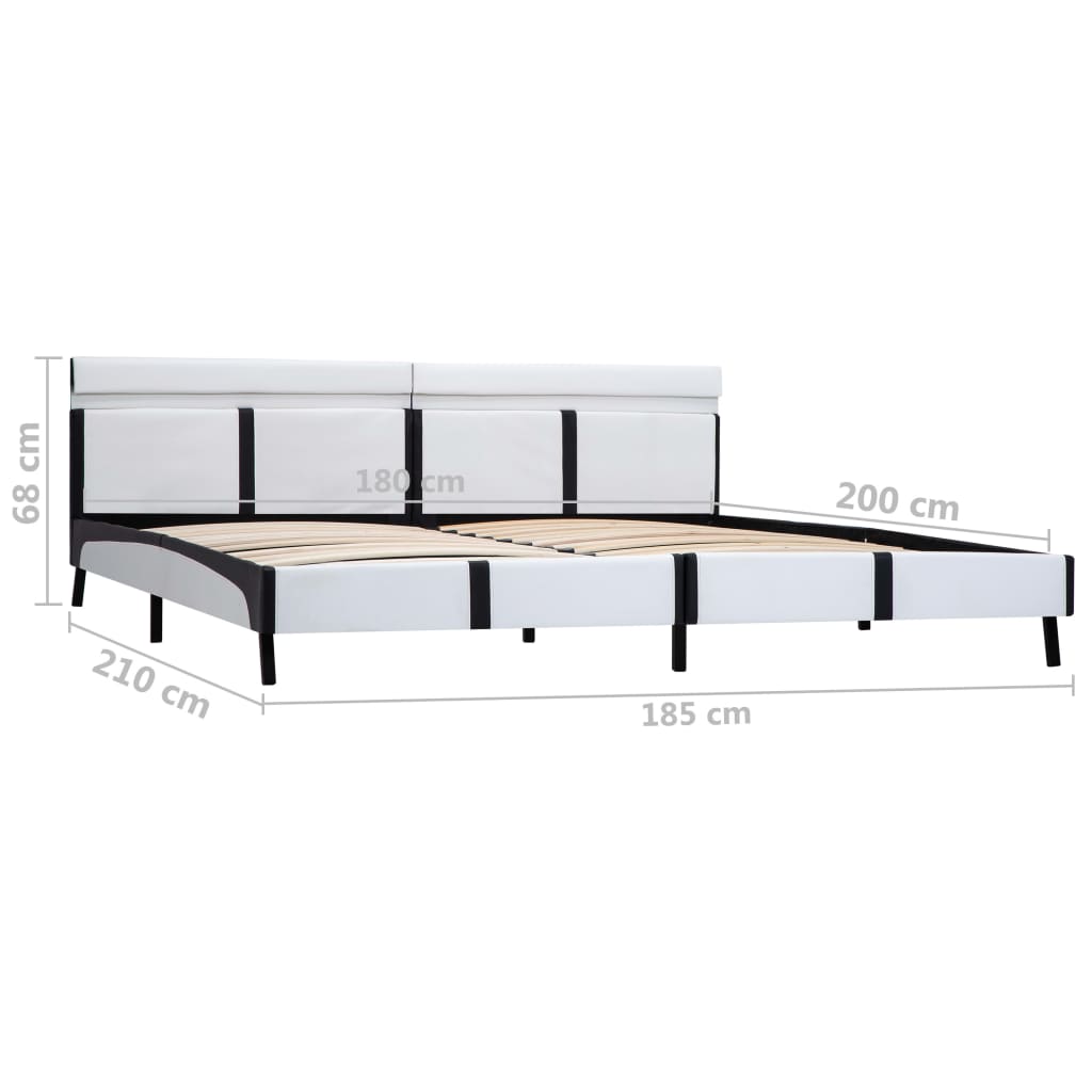 Estrutura de cama c/ LED couro artificial 180x200 cm branco