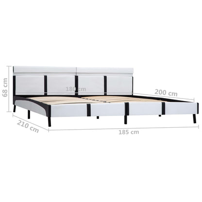 Estrutura de cama c/ LED couro artificial 180x200 cm branco