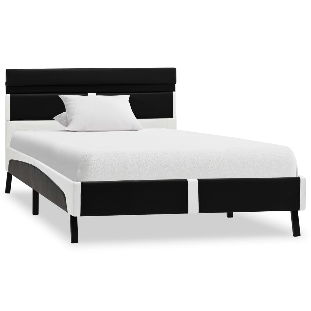 Estrutura de cama c/ LED 90x200 cm couro artificial preto