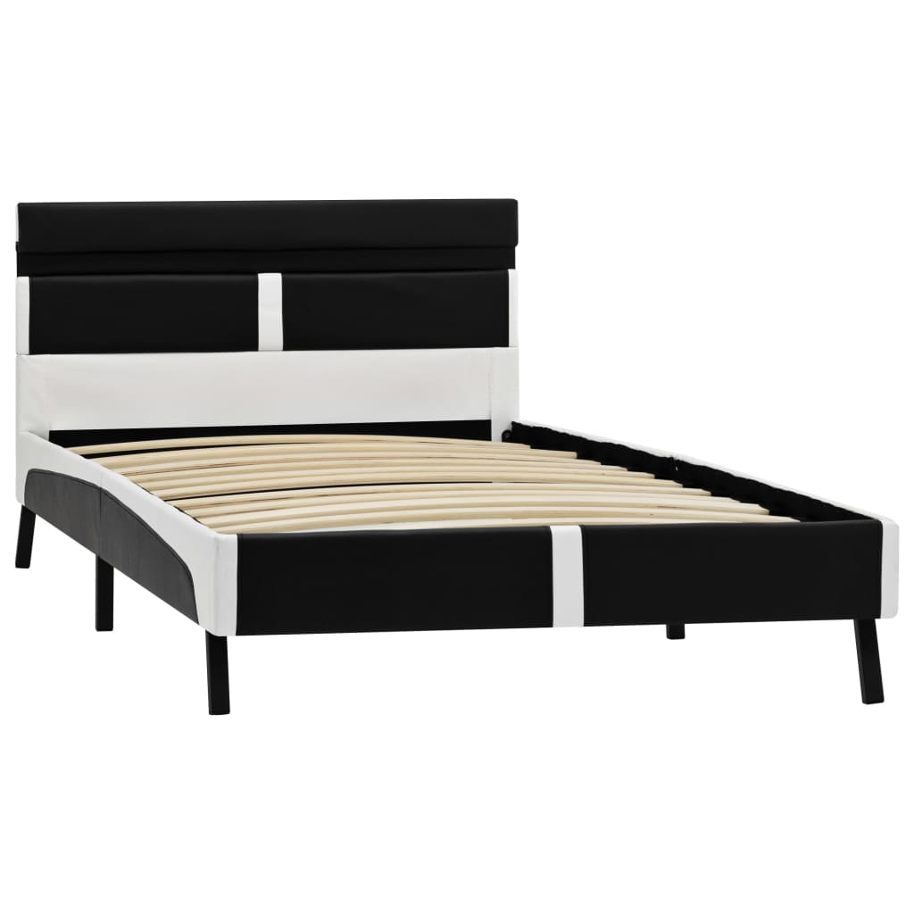 Estrutura de cama c/ LED 90x200 cm couro artificial preto