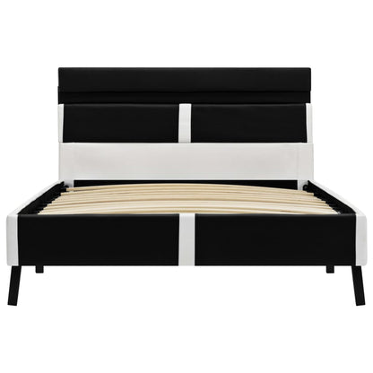 Estrutura de cama c/ LED 90x200 cm couro artificial preto