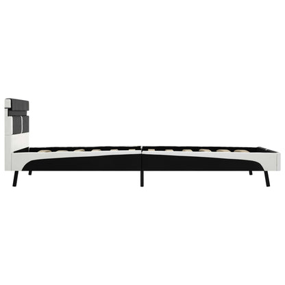 Estrutura de cama c/ LED 90x200 cm couro artificial preto
