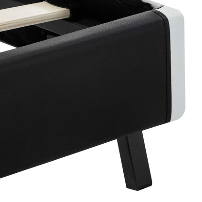 Estrutura de cama c/ LED 90x200 cm couro artificial preto