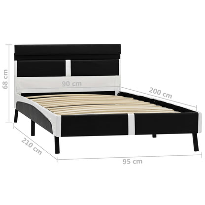 Estrutura de cama c/ LED 90x200 cm couro artificial preto
