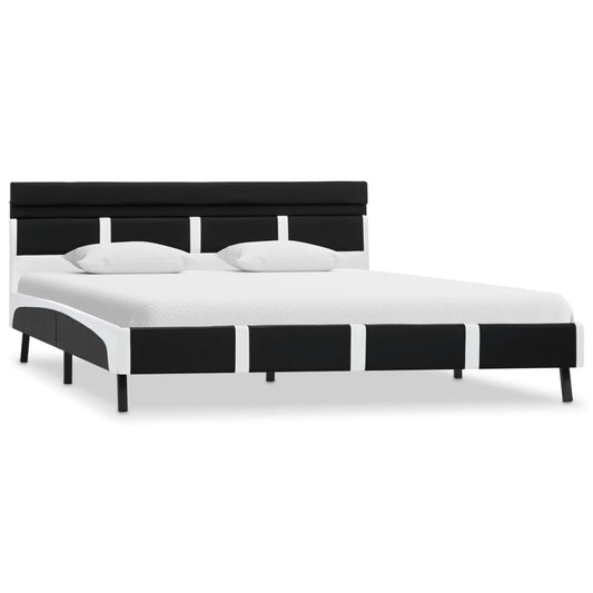 Estrutura de cama c/ LED 120x200 cm couro artificial preto