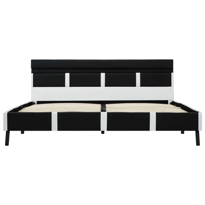 Estrutura de cama c/ LED 120x200 cm couro artificial preto