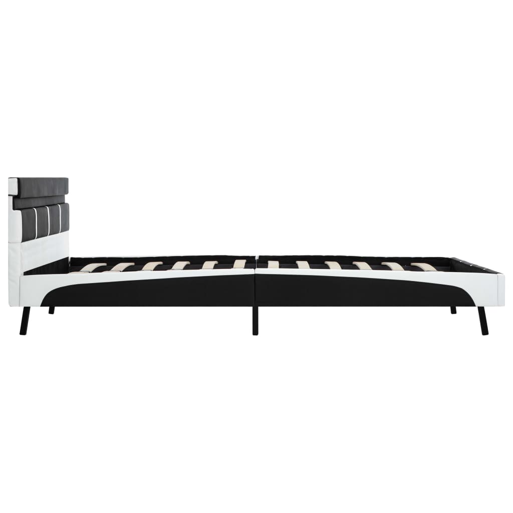 Estrutura de cama c/ LED 120x200 cm couro artificial preto