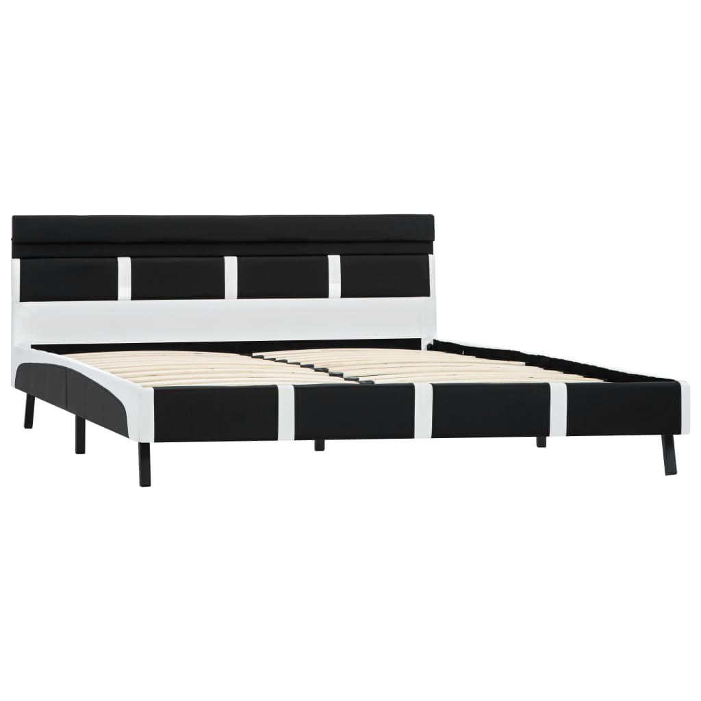 Estrutura de cama com LED 140x200 cm couro artificial preto