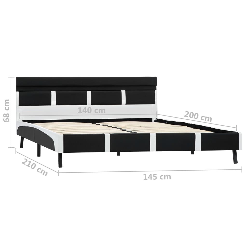 Estrutura de cama com LED 140x200 cm couro artificial preto